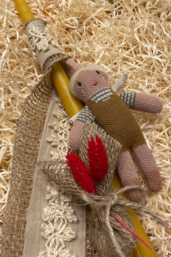 Beeswax candle girl with pigtail